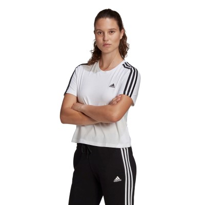 Adidas, Essentials Loose Cropped 3 Stripes, Camiseta, Manga