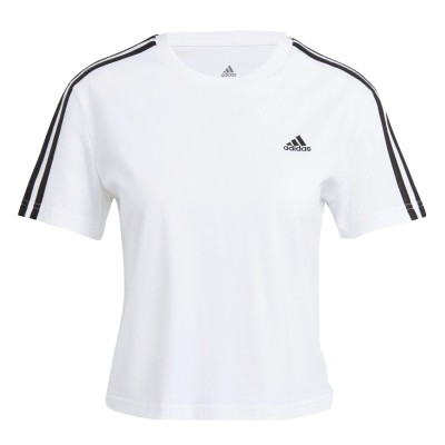 Adidas, Essentials Loose Cropped 3 Stripes, Camiseta, Manga