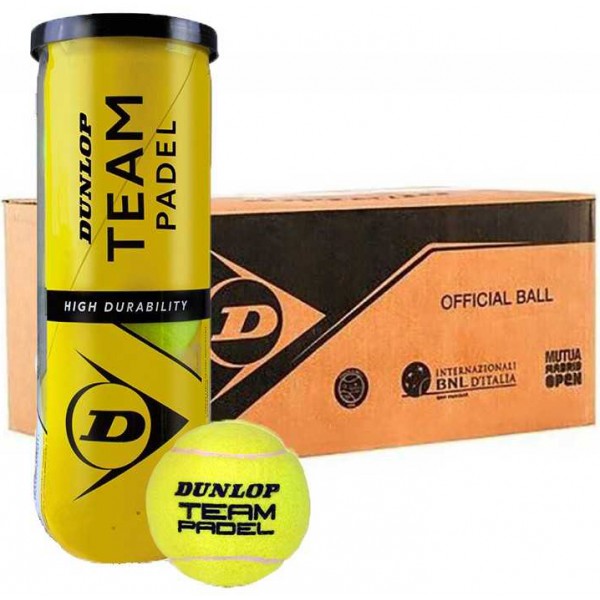 Dunlop, Caja de 24 Botes, Bote 3 Team, Padel, Pelota, 100%